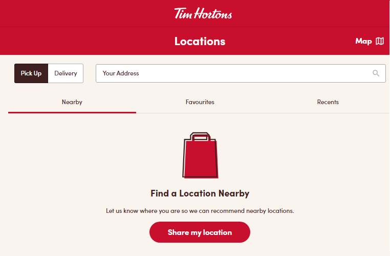 Find a Location Nearby Tim Hortons